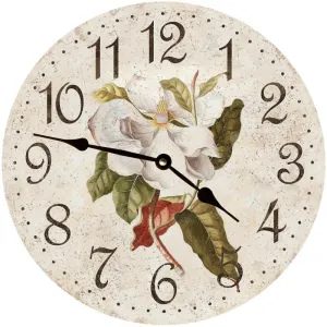 Magnolia Flower Clock-Vintage Floral Wall Clock-Elegant Flower Clock