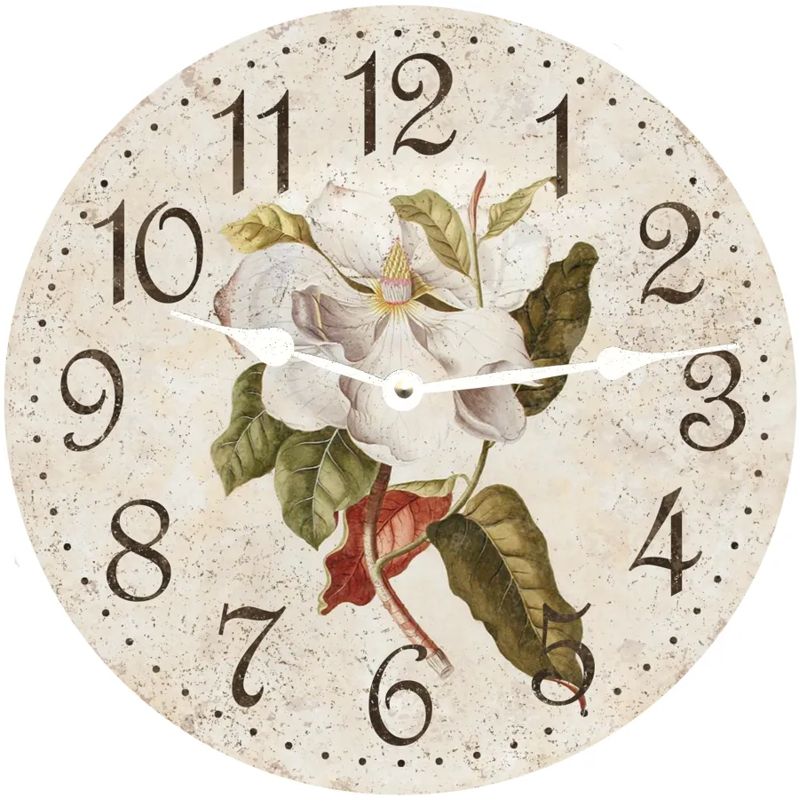 Magnolia Flower Clock-Vintage Floral Wall Clock-Elegant Flower Clock