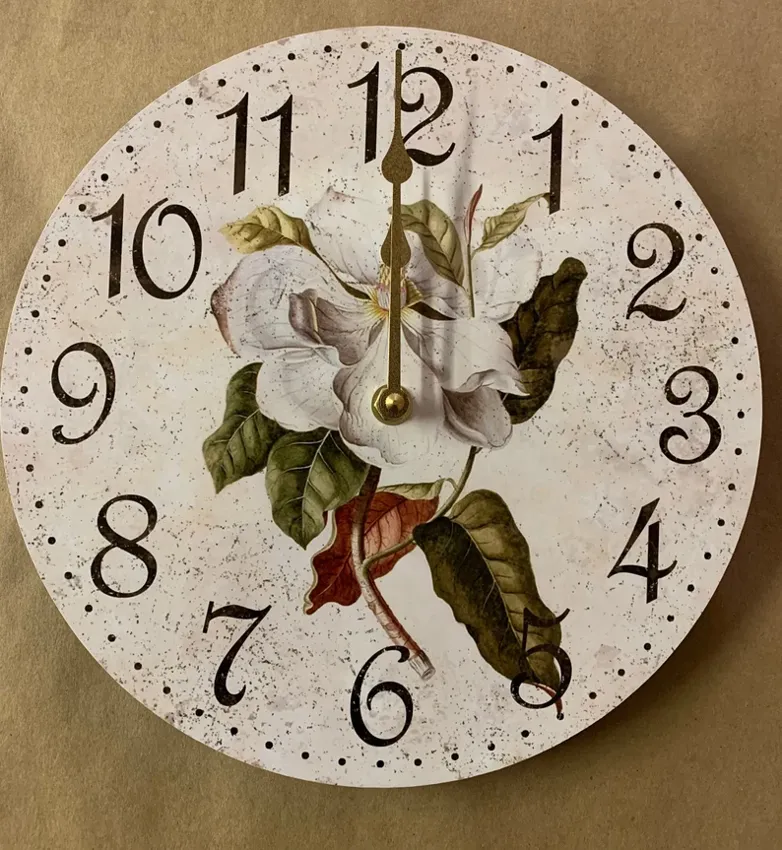 Magnolia Flower Clock-Vintage Floral Wall Clock-Elegant Flower Clock