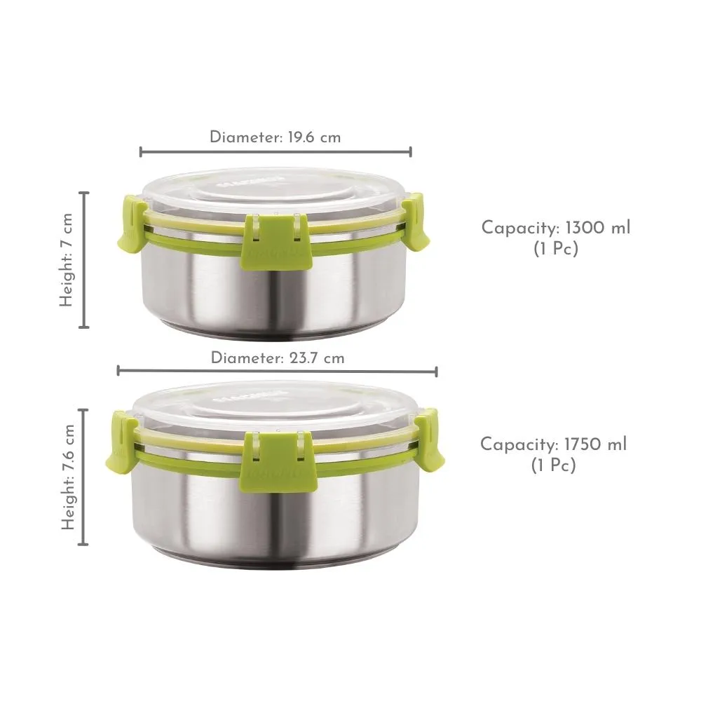 Magnus Klip Lock Airtight & Leakproof Containers (1300ml, 1750ml) - Set of 02