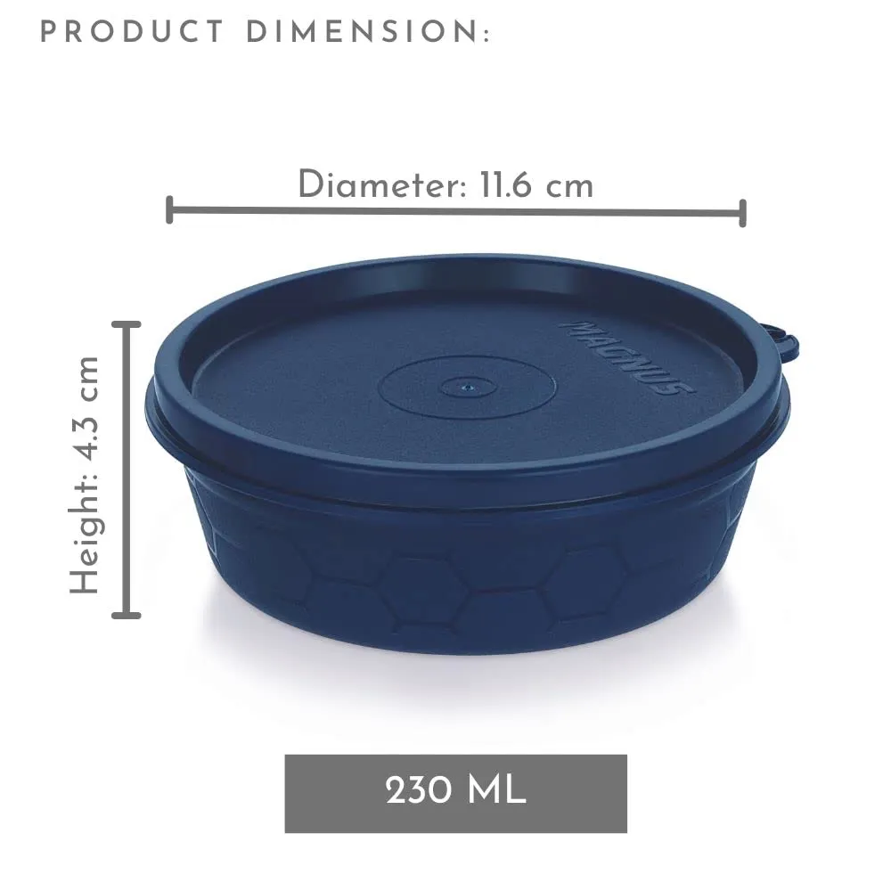 Magnus Microwave Safe Stainless-Steel Easy Lock Chocolate Containers with Lid | 230 ml Each Black & Blue (Combo Pack of 02)