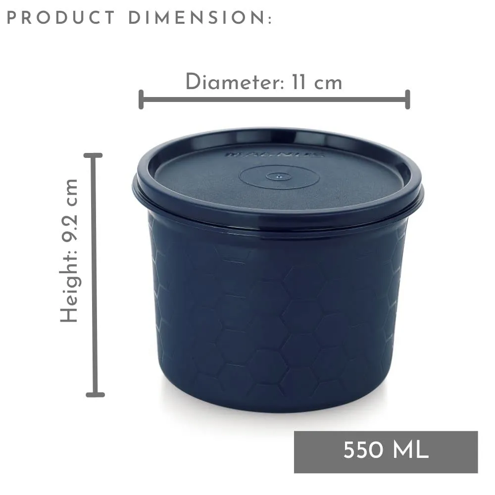 Magnus Microwave Safe Stainless-Steel Easy Lock Kitchen Food Storage Containers with Lid (Set of 2)  550ML Each - Blue