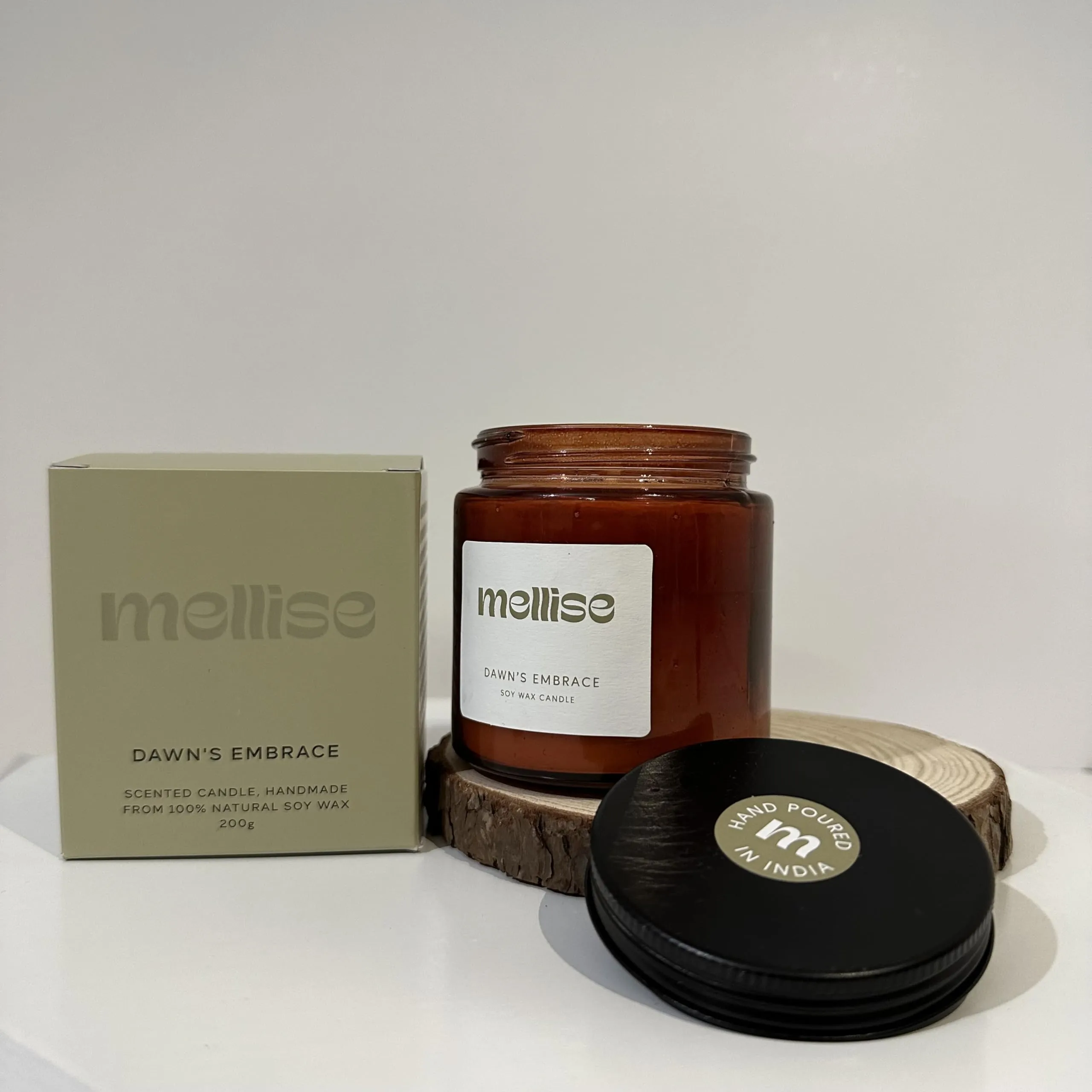 Mellise 200 gm Soy Wax Scented Candle in Glass Jar Bergamot and Lavender Fragrance Burn Time 34 Hrs, Luxury Gift, Aromatherapy Fragrance Candles for Home Decor