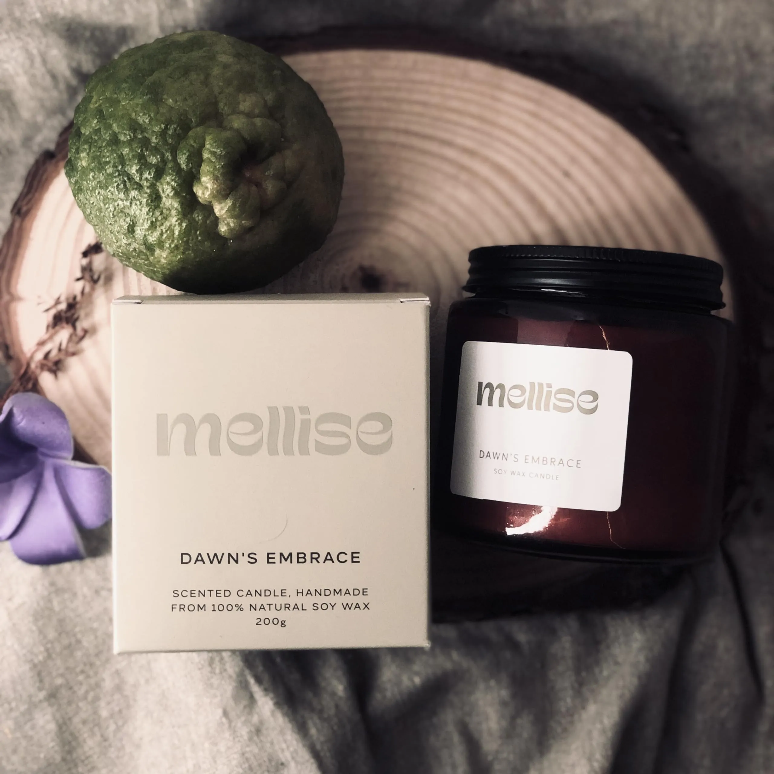 Mellise 200 gm Soy Wax Scented Candle in Glass Jar Bergamot and Lavender Fragrance Burn Time 34 Hrs, Luxury Gift, Aromatherapy Fragrance Candles for Home Decor