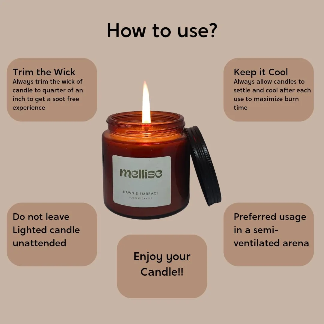 Mellise 200 gm Soy Wax Scented Candle in Glass Jar Bergamot and Lavender Fragrance Burn Time 34 Hrs, Luxury Gift, Aromatherapy Fragrance Candles for Home Decor