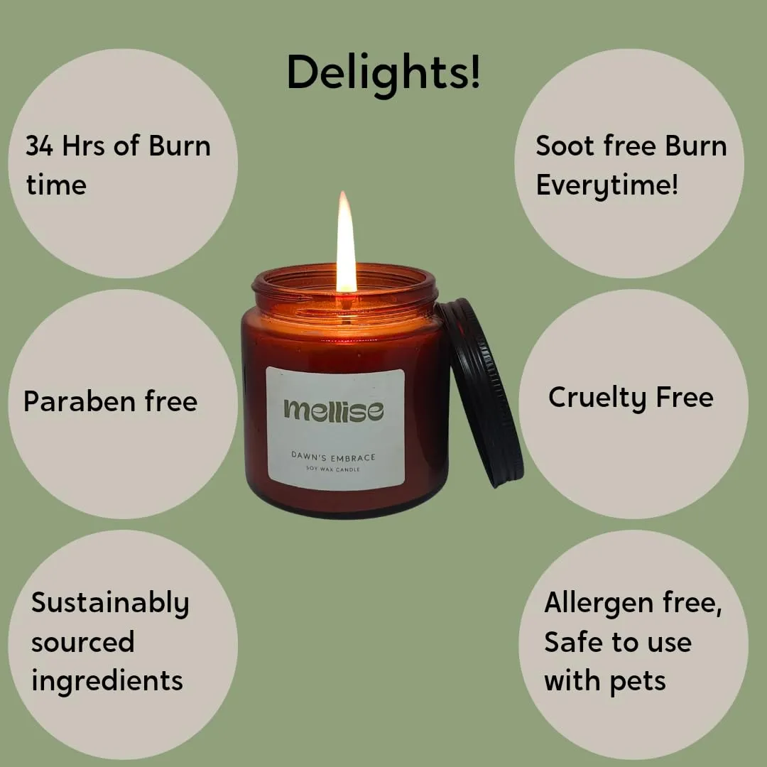 Mellise 200 gm Soy Wax Scented Candle in Glass Jar Bergamot and Lavender Fragrance Burn Time 34 Hrs, Luxury Gift, Aromatherapy Fragrance Candles for Home Decor