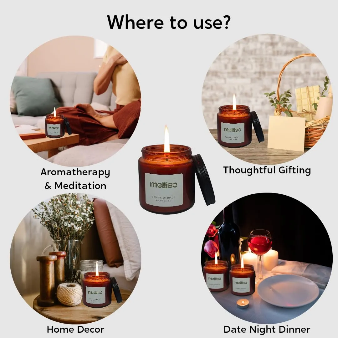 Mellise 200 gm Soy Wax Scented Candle in Glass Jar Bergamot and Lavender Fragrance Burn Time 34 Hrs, Luxury Gift, Aromatherapy Fragrance Candles for Home Decor