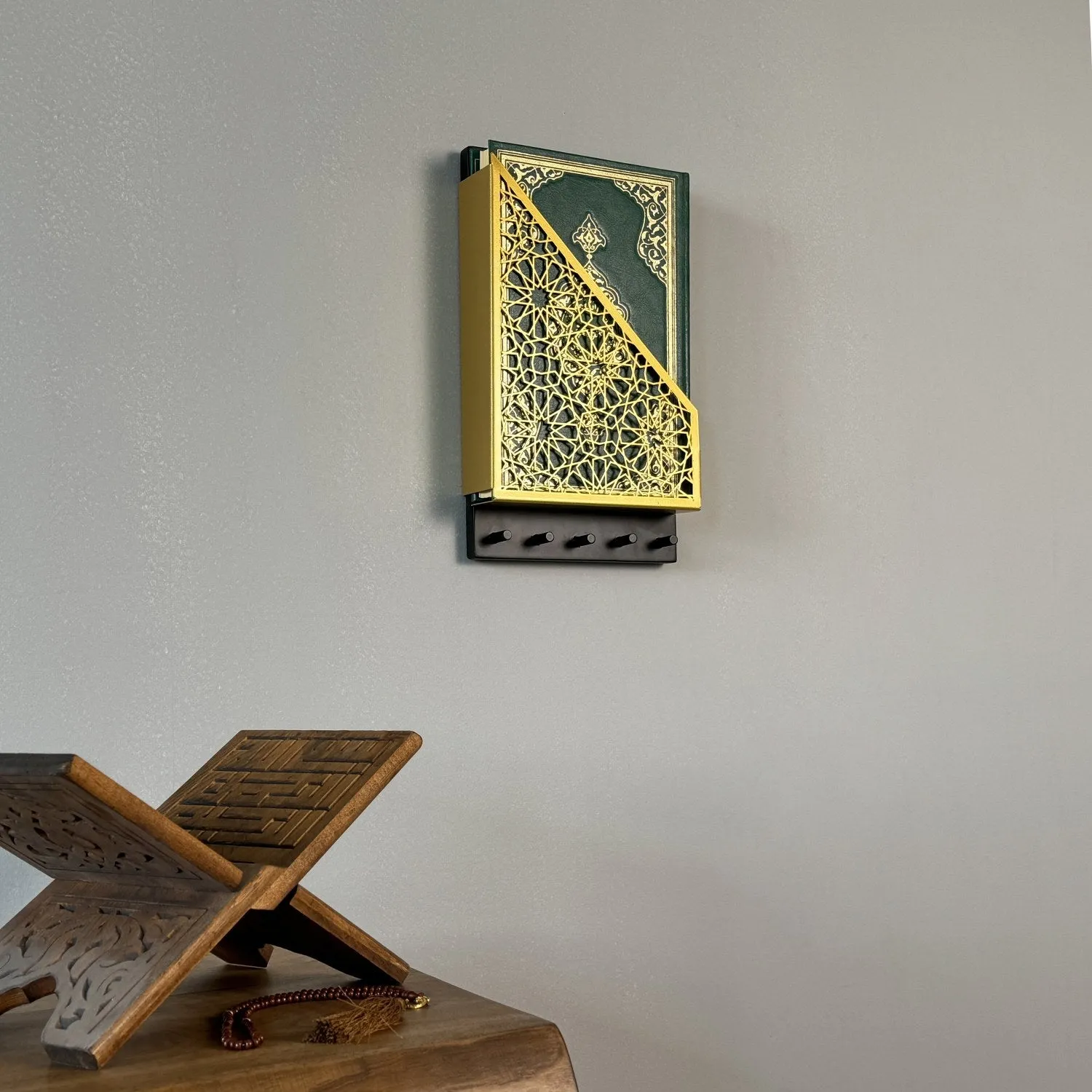 Metal Floating Quran Box and Rosary Hanger - Quran Holder & Storage