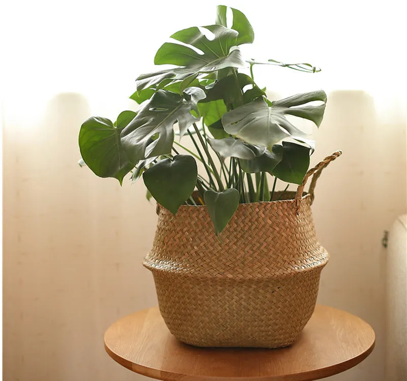 Natural Woven Seagrass Flower Baskets Garden Flower Pot-L