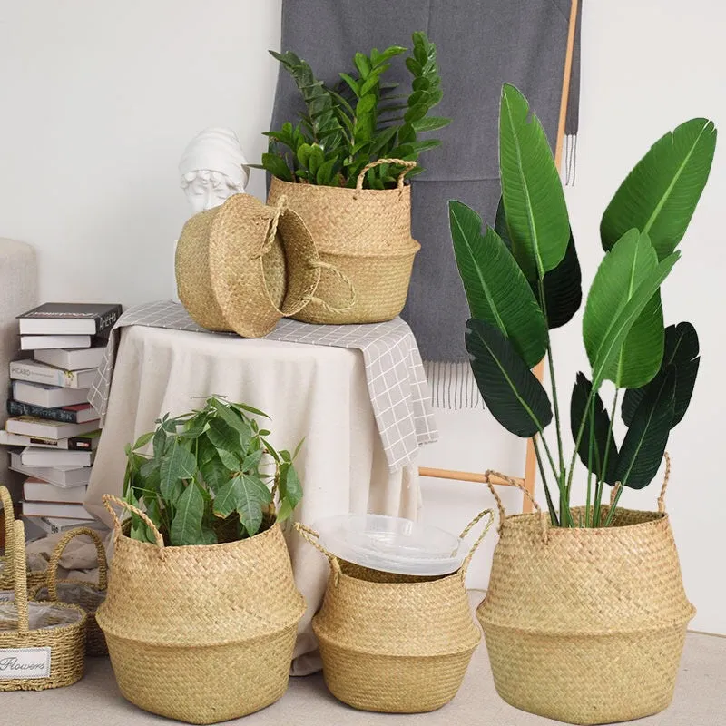 Natural Woven Seagrass Flower Baskets Garden Flower Pot-L