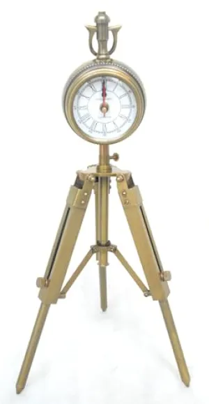 Nautical Handmade Tripod Brass Table Clock.