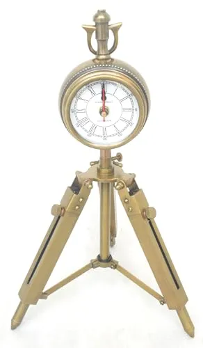 Nautical Handmade Tripod Brass Table Clock.