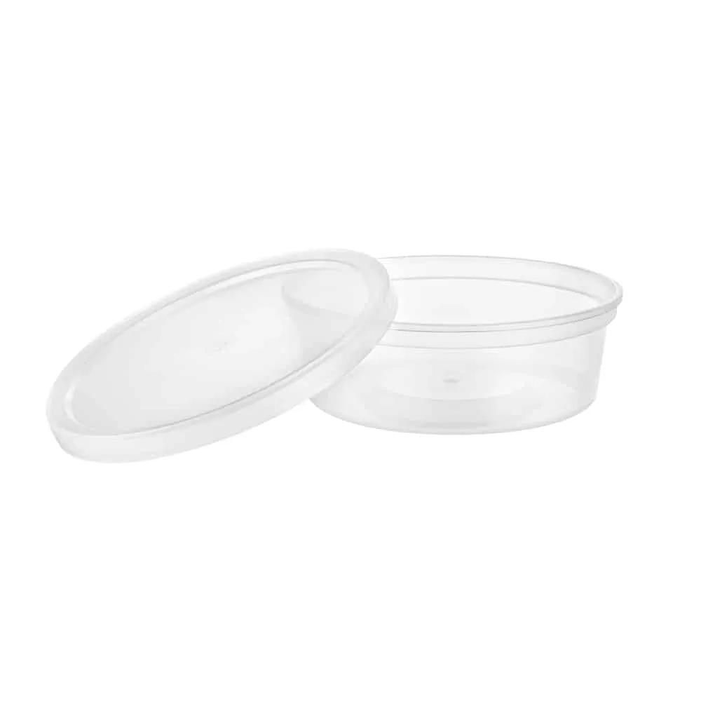 Premium Heavy Duty Plastic Microwaveable, Stackable 8oz Deli Containers with Airtight Lid