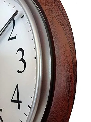 President Wooden Look Round Home Fancy Big Size Wood Finish Latest Antique Design Ticking Movement Wall Clock Frame 18-inch, 28, Black