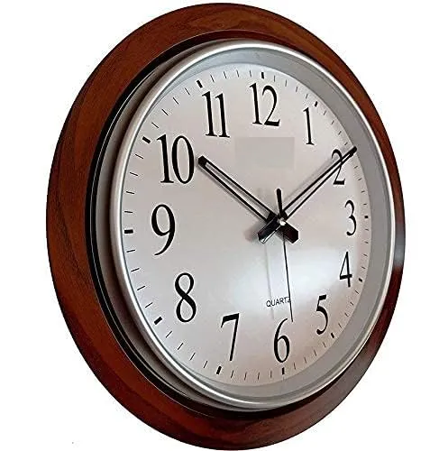 President Wooden Look Round Home Fancy Big Size Wood Finish Latest Antique Design Ticking Movement Wall Clock Frame 18-inch, 28, Black