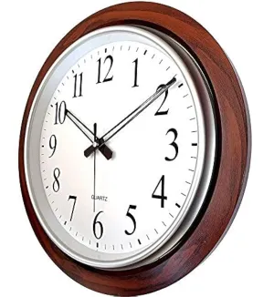 President Wooden Look Round Home Fancy Big Size Wood Finish Latest Antique Design Ticking Movement Wall Clock Frame 18-inch, 28, Black
