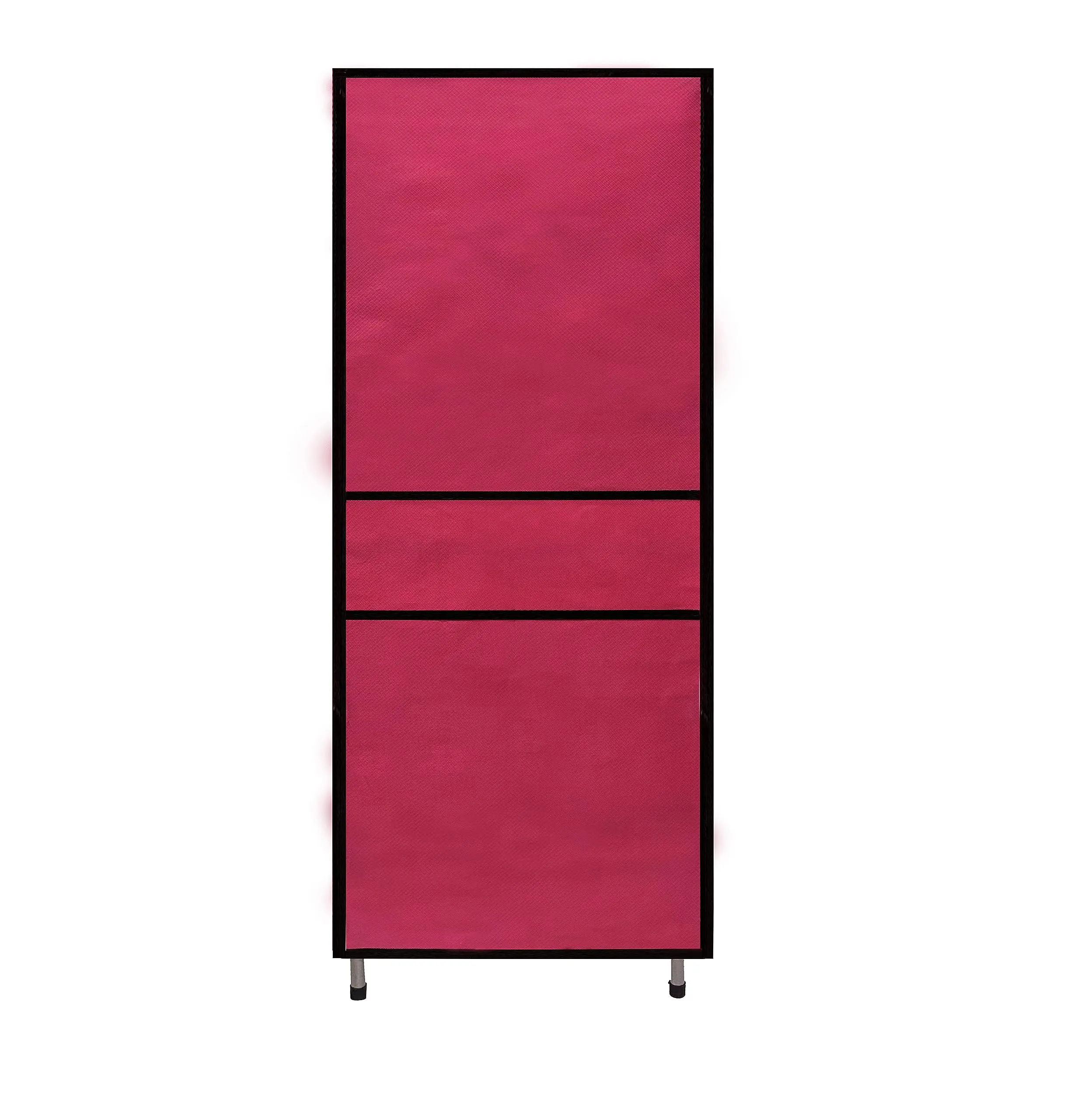 RAXON WORLD Multipurpose 4 Shelves Collapsible Metal Pipes with Non-Woven 100GSM Fabric Cover for Shoe/Cloth/Toy/Books (Pink)