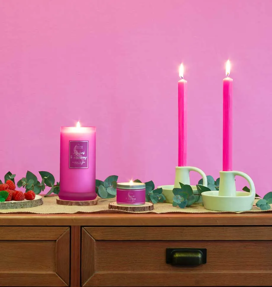 Rhubarb and Raspberry Tall Pillar Jar Candle