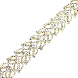 Rose Petal Crystal Rhinestone Jewel Trim, Gold, 1-1/4-Inch, 1-Yard