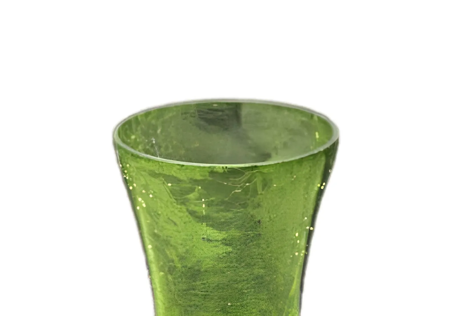 Shobhana Enterprises Crystal Glass Decorative Crackared Flower Vase for Home Décor - (Size - 9 X 9 X 20 CM, 8 Inches) (Green)