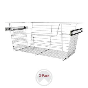Sidelines / CBSL-241410CR-3 / 24" W Closet Baskets for Custom Closet Systems (3-Pack)
