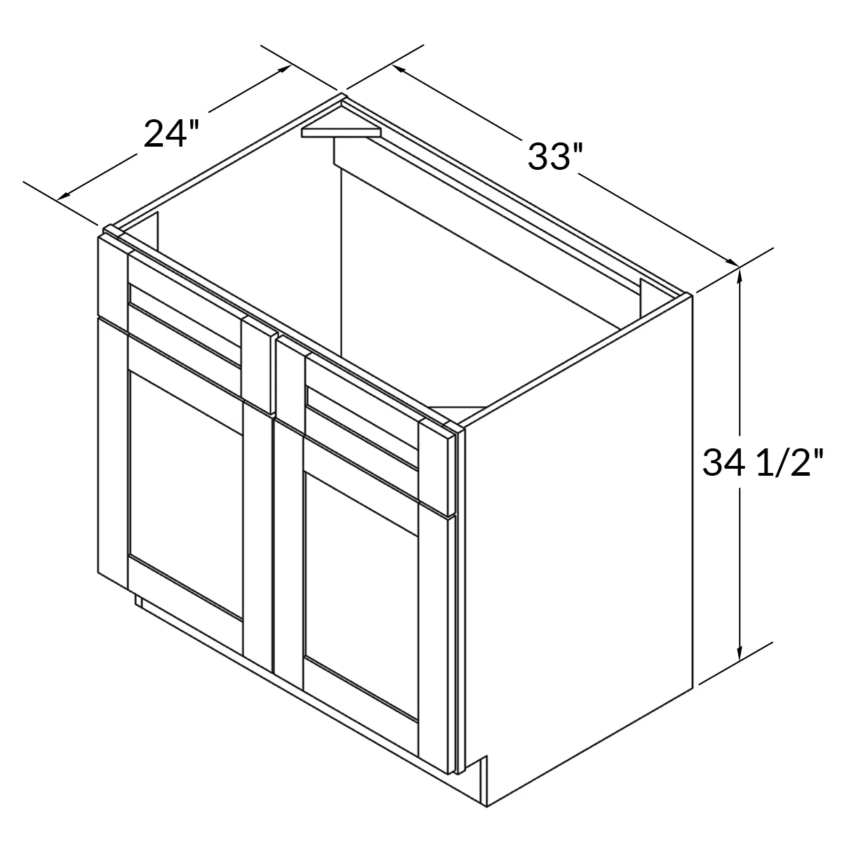 Sink Base Kitchen Cabinet SB33 Milan Slate 33 in. width 34.5 in. height 24 in. depth