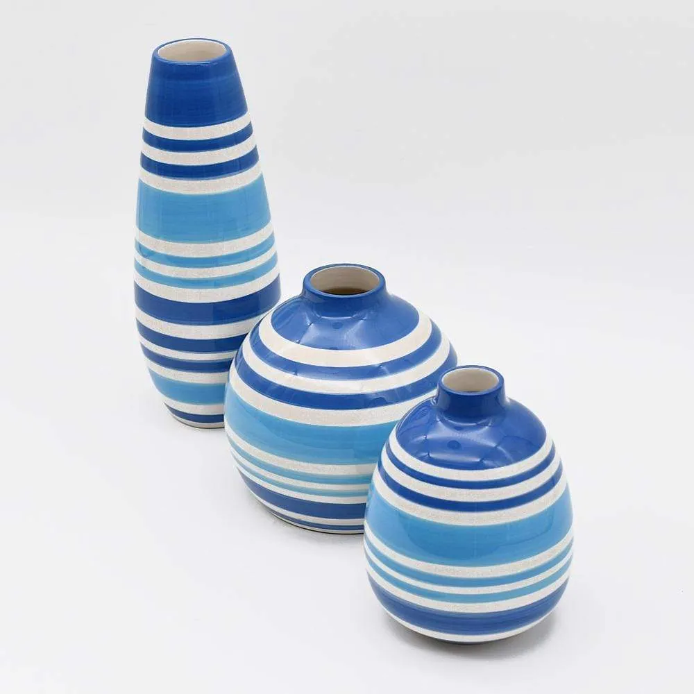 Soliflore en céramique rayé - Bleu