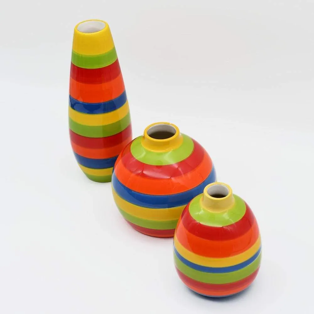 Soliflore en céramique rayé - Multicolore