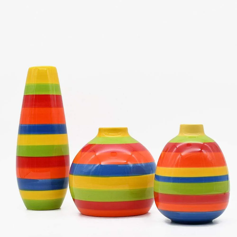 Soliflore en céramique rayé - Multicolore