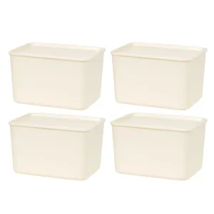 Stackable Lidded Storage Organizer Bins for Kitchen, Bathroom and Bedroom, Large, 4Pack