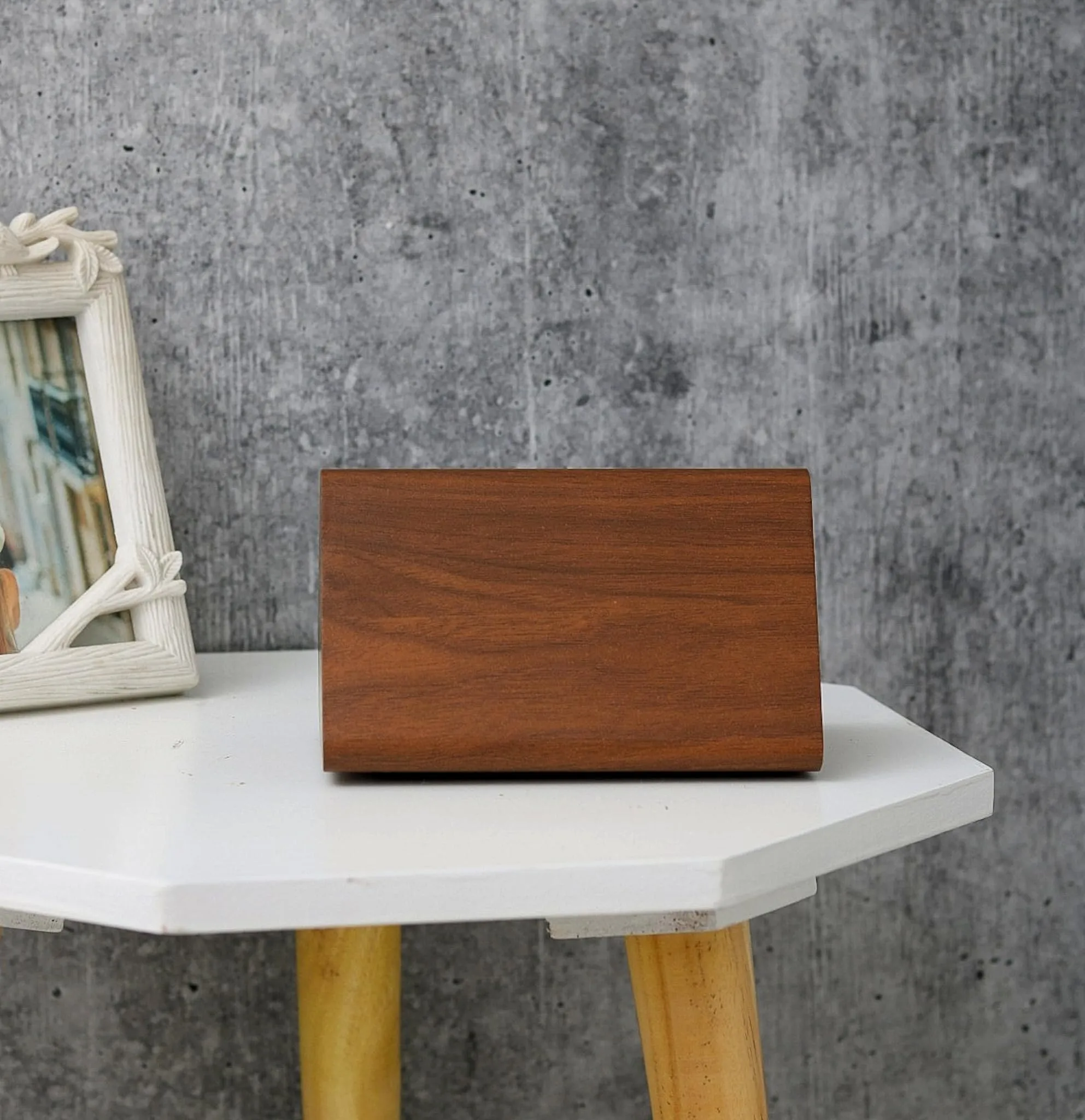 The Procure Store Triangle Shape Wooden Digital Clock- Brown