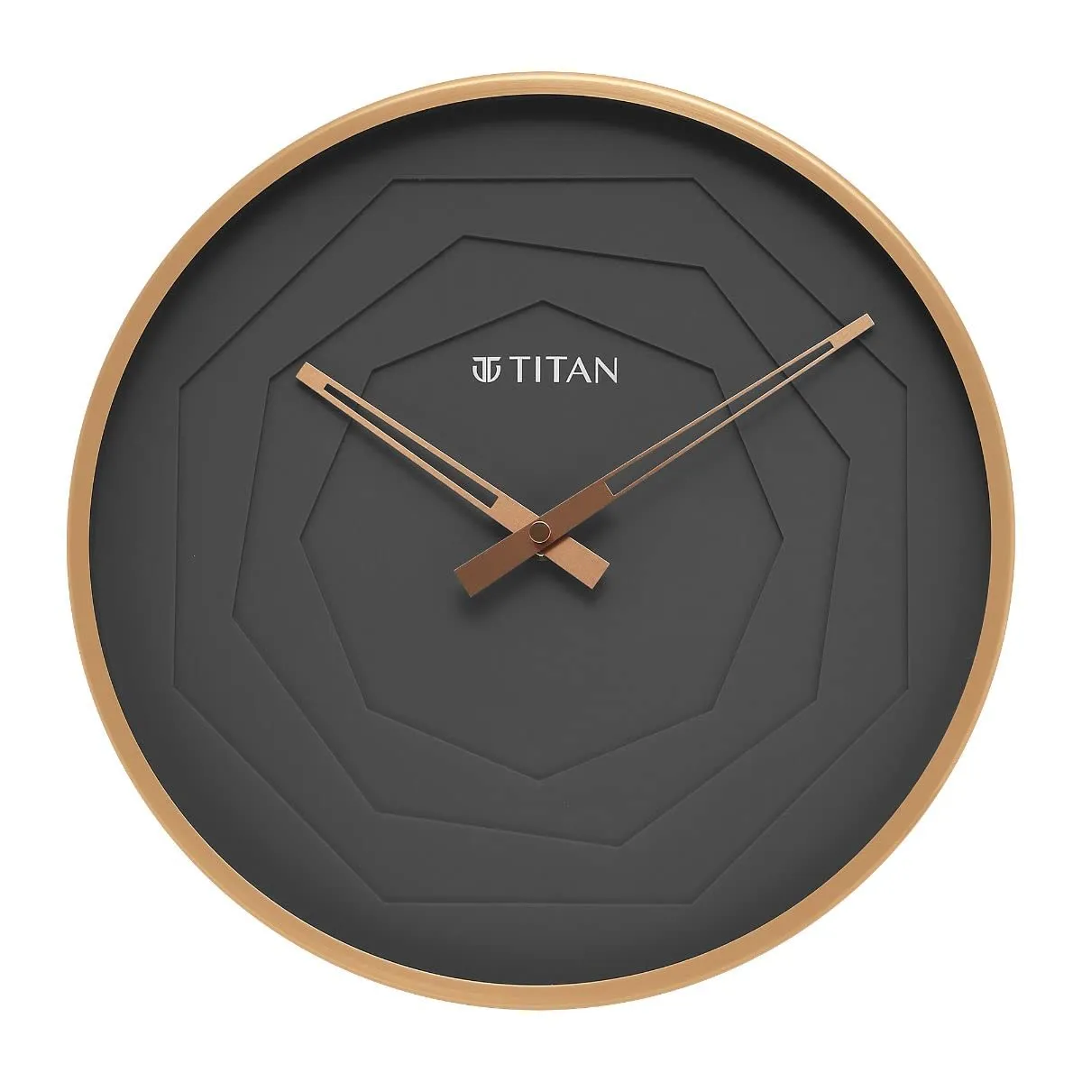 Titan Rose Gold Metallic Clock with Multi-Layered Grey Dial - W0078MA01?, 30W x 30H centimeters, Analog