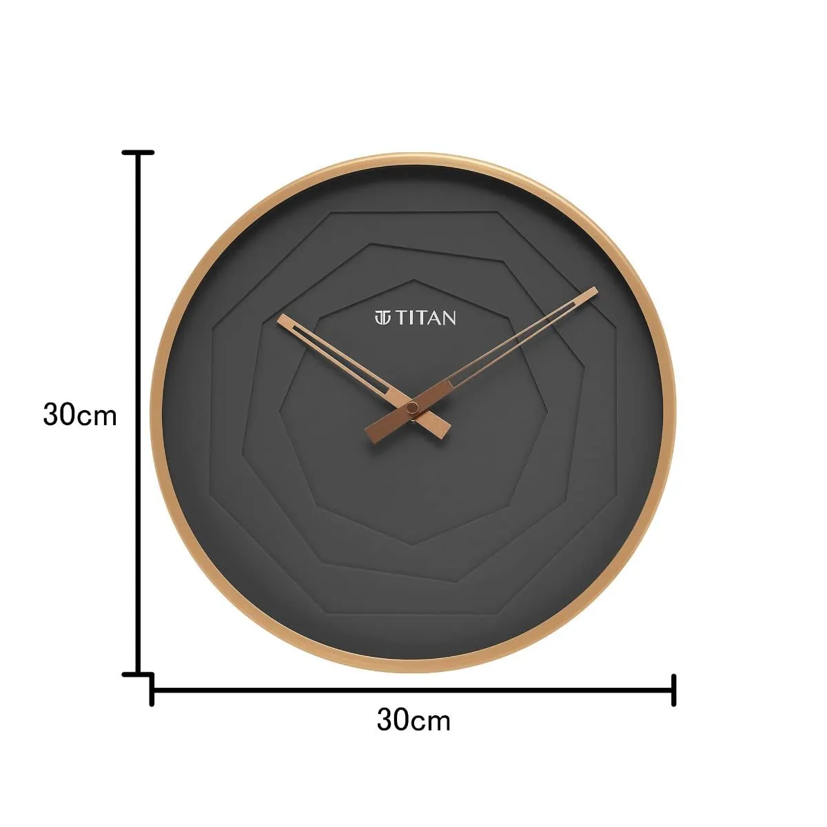 Titan Rose Gold Metallic Clock with Multi-Layered Grey Dial - W0078MA01?, 30W x 30H centimeters, Analog