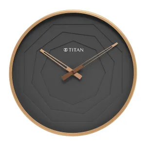 Titan Rose Gold Metallic Clock with Multi-Layered Grey Dial - W0078MA01?, 30W x 30H centimeters, Analog