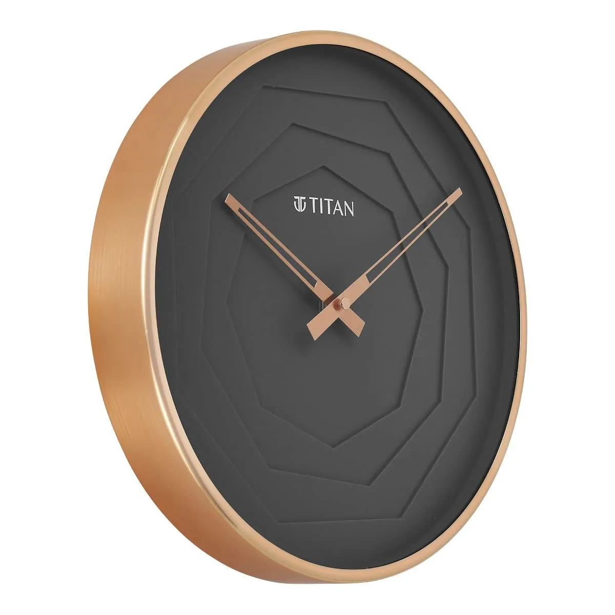 Titan Rose Gold Metallic Clock with Multi-Layered Grey Dial - W0078MA01?, 30W x 30H centimeters, Analog