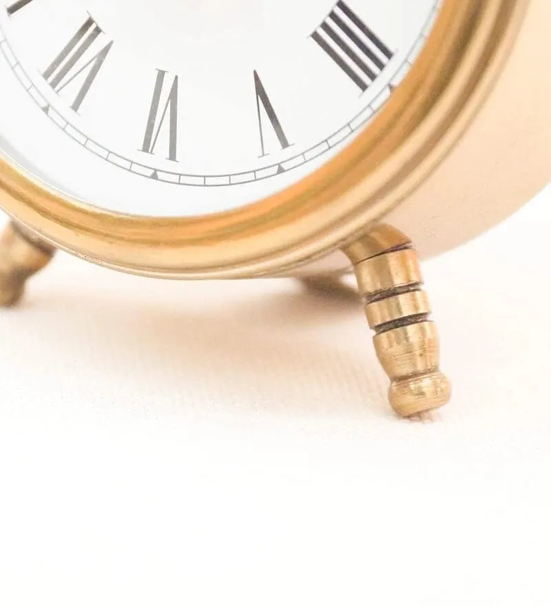 TrenDec Clock Metal Gold-Finished | Analog Tablewear Showpieces | Table Clock | Home Decor Item | Study Clock | Round Shaped Clock | Clock for Home & Living Room and Offiice in Gold Finished