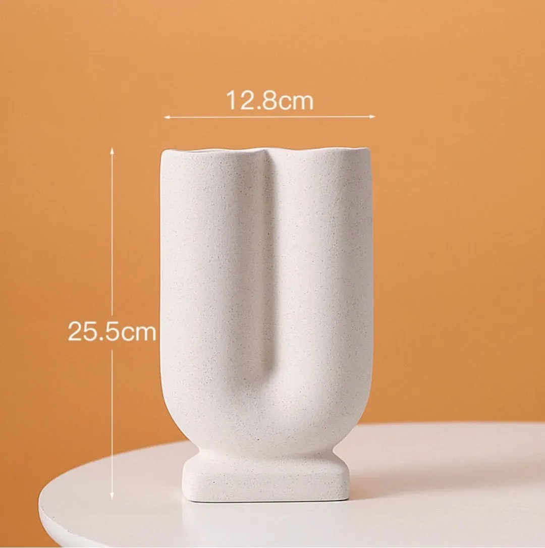 U-Shape Plain White Nordic Style Ceramics vase