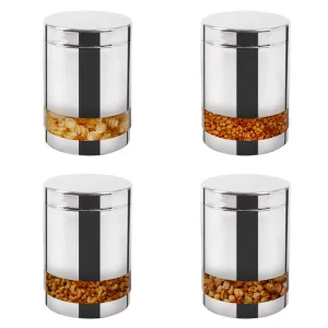 USHA SHRIRAM Stainless Steel Containers For Kitchen | Kitchen Storage Container | Canister | Kitchen Storage Organiser | Dabba For Kitchen | Rust Proof | Multi Purpose Box (Design 1-1.5L (4Pcs))