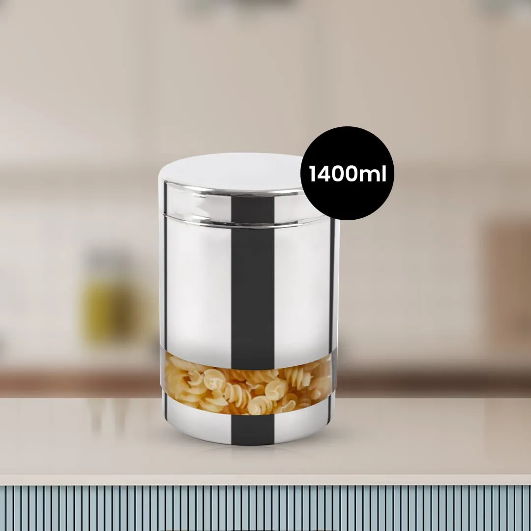 USHA SHRIRAM Stainless Steel Containers For Kitchen | Kitchen Storage Container | Canister | Kitchen Storage Organiser | Dabba For Kitchen | Rust Proof | Multi Purpose Box (Design 1-1.5L (4Pcs))