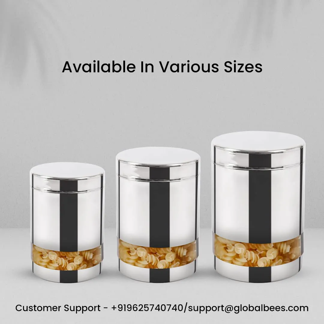 USHA SHRIRAM Stainless Steel Containers For Kitchen | Kitchen Storage Container | Canister | Kitchen Storage Organiser | Dabba For Kitchen | Rust Proof | Multi Purpose Box (Design 1-1.5L (4Pcs))