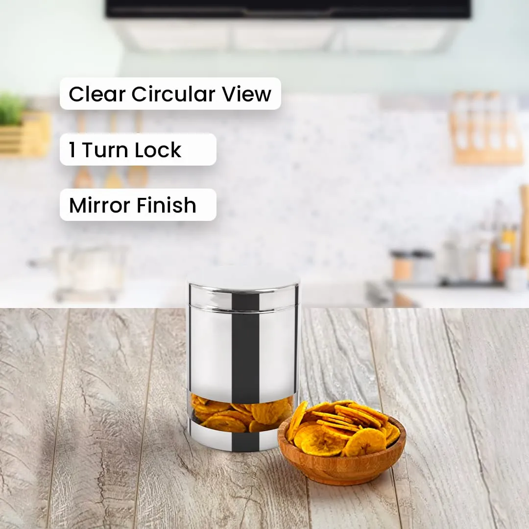 USHA SHRIRAM Stainless Steel Containers For Kitchen | Kitchen Storage Container | Canister | Kitchen Storage Organiser | Dabba For Kitchen | Rust Proof | Multi Purpose Box (Design 1-1.5L (4Pcs))