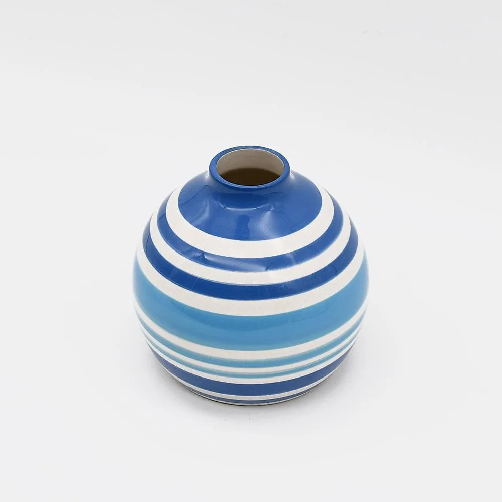 Vase boule rayé - Bleu