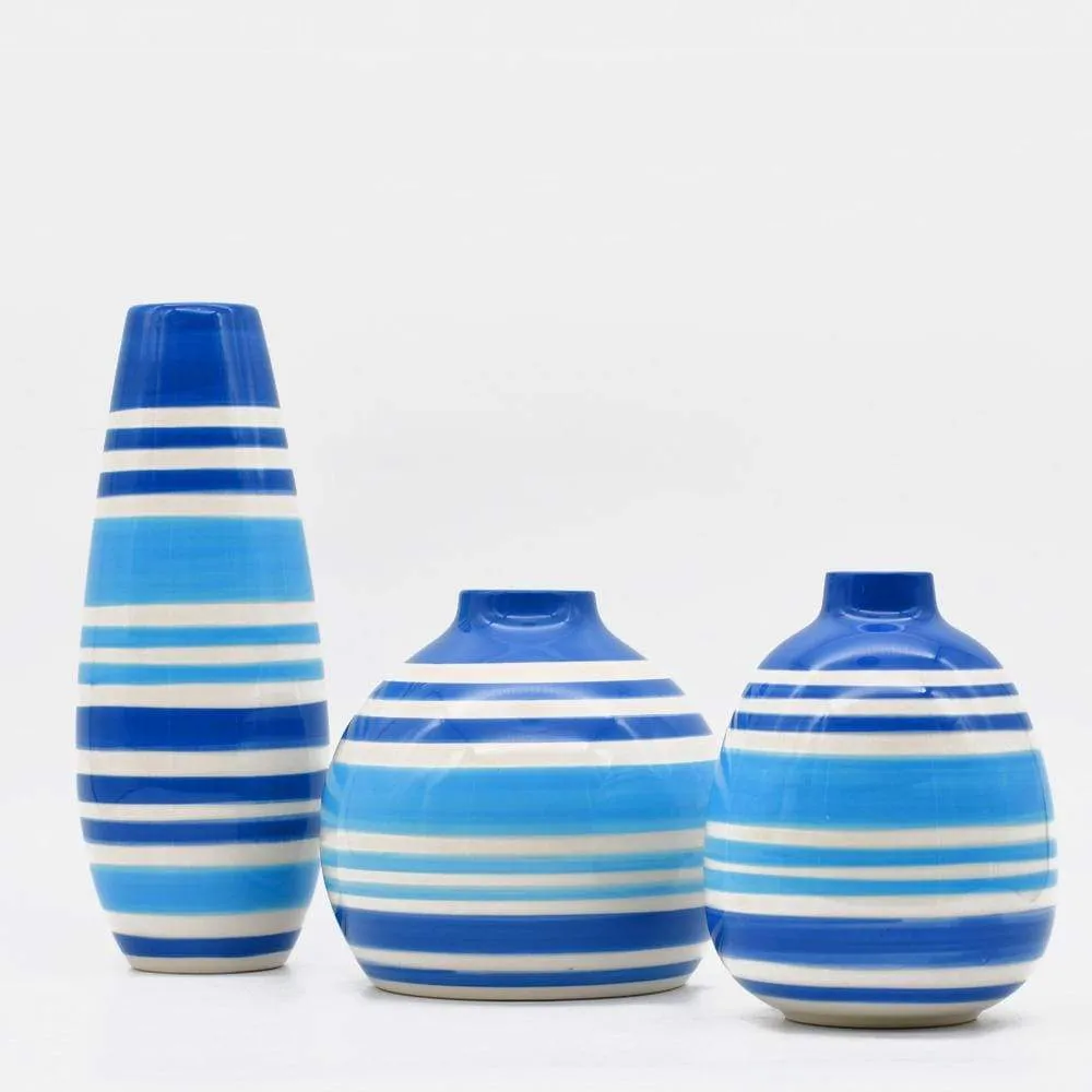 Vase boule rayé - Bleu