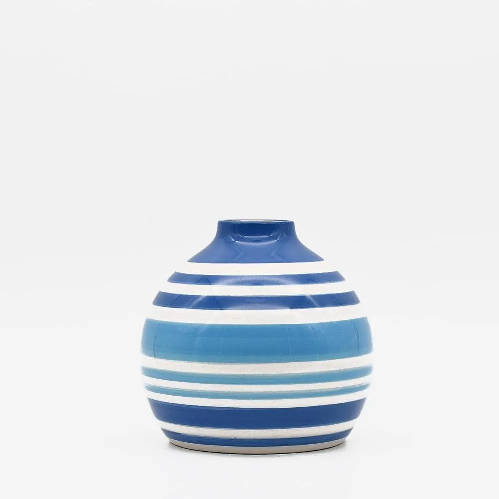 Vase boule rayé - Bleu