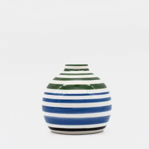 Vase boule rayé - Vert et bleu