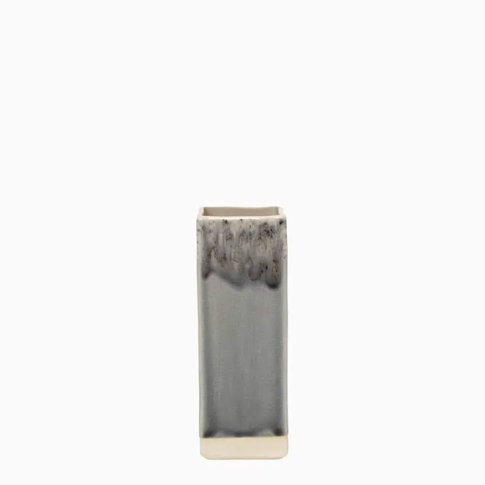 Vase carré en grès "Madeira" - Gris