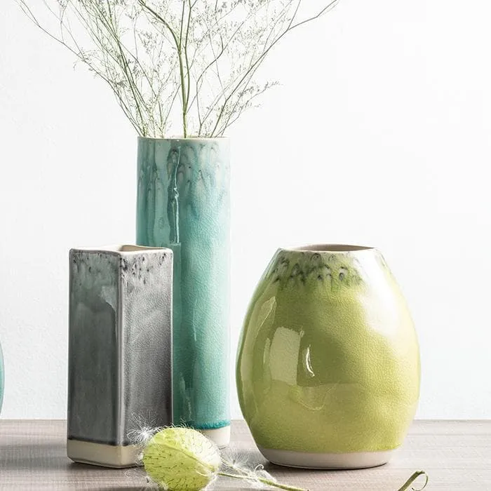 Vase carré en grès "Madeira" - Gris