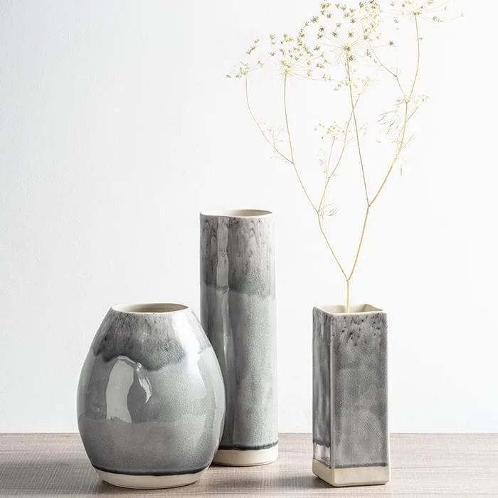 Vase carré en grès "Madeira" - Gris