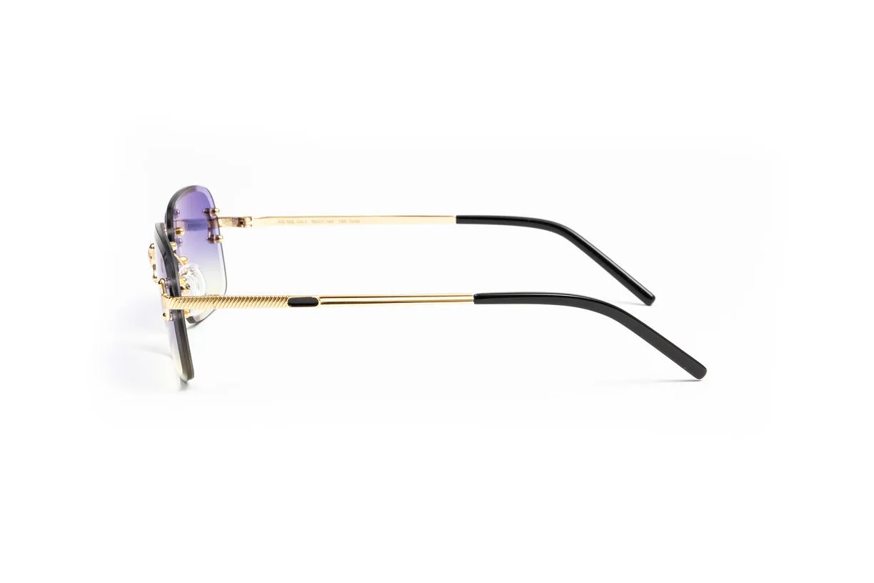 VINTAGE CLASSIC C 18KT Gold Sunglasses, Gradient Purple/Yellow Lenses