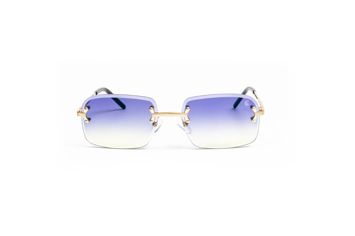 VINTAGE CLASSIC C 18KT Gold Sunglasses, Gradient Purple/Yellow Lenses